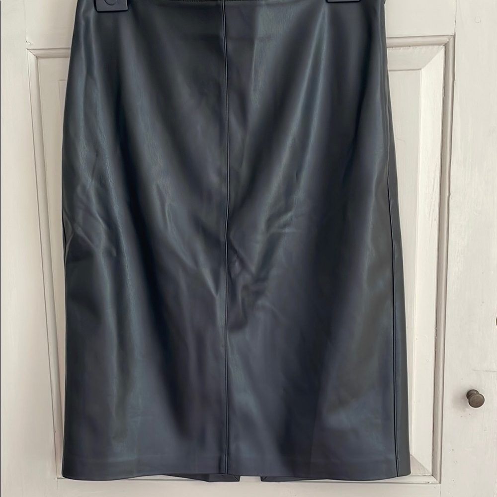 Mango Black Faux Leather Pencil Skirt